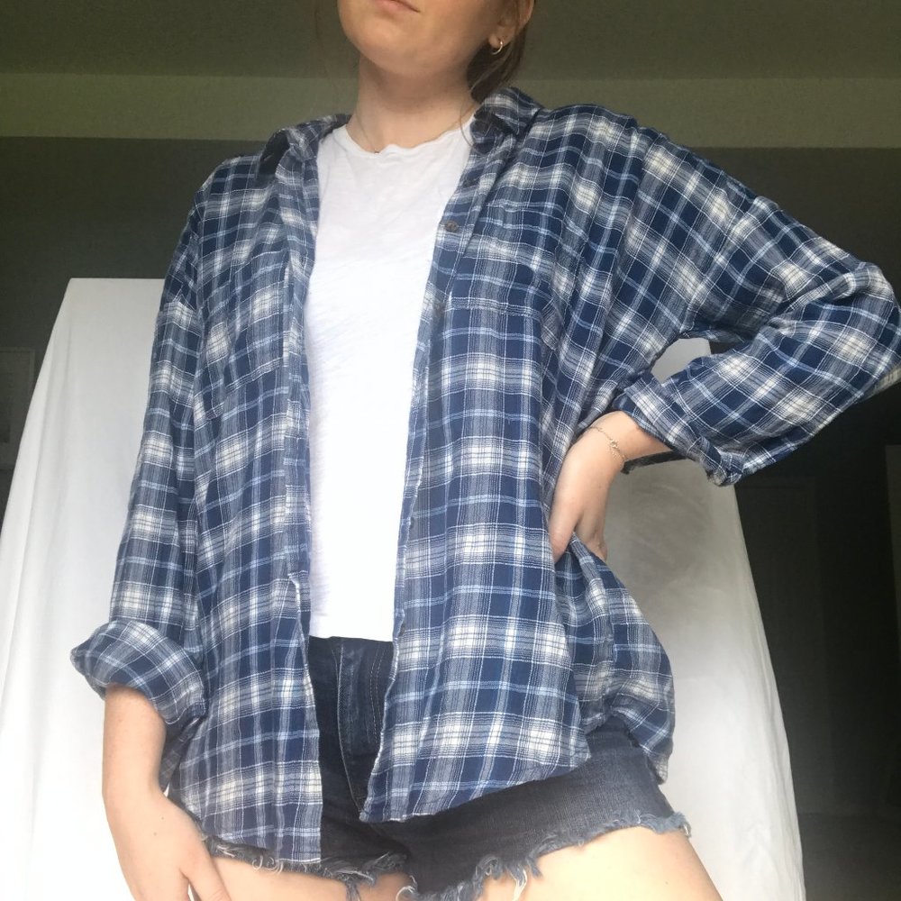 Blue Plaid Flannel Shirt